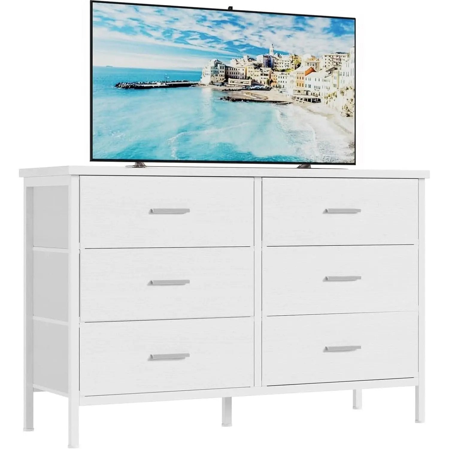 White Dresser With 6 Drawers For Bedroom Storage Solutions from PriceLows™