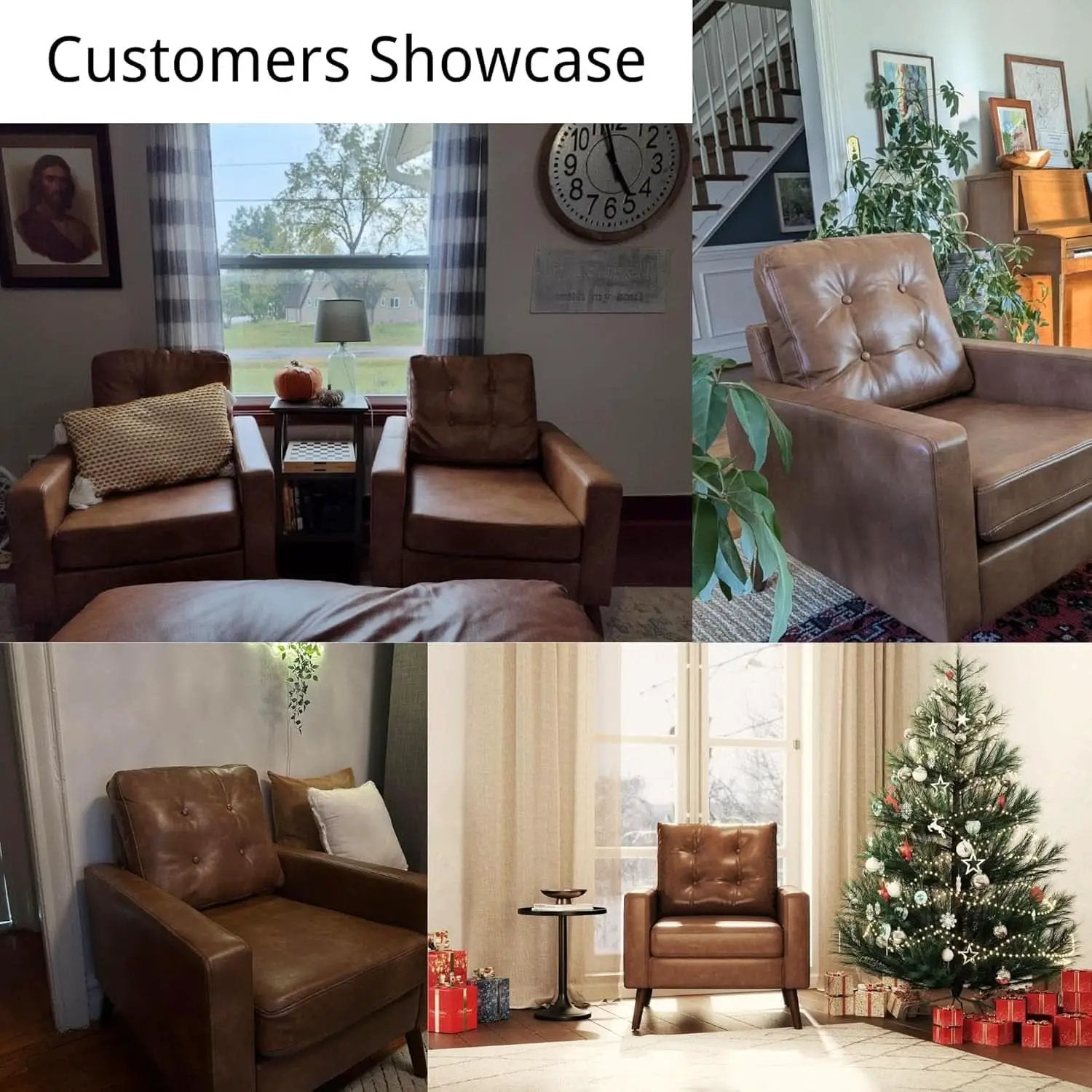 Brown Distinctive Tufted Faux Leather Armchairs Set from PriceLows™