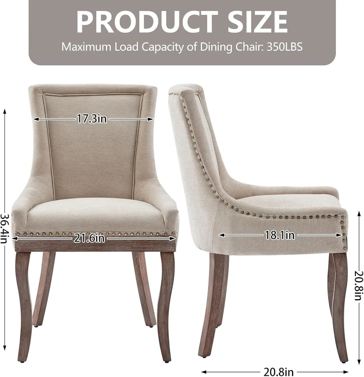 Modern Dining Chairs Tan Upholstered Fabric Set Of 2 from PriceLows™