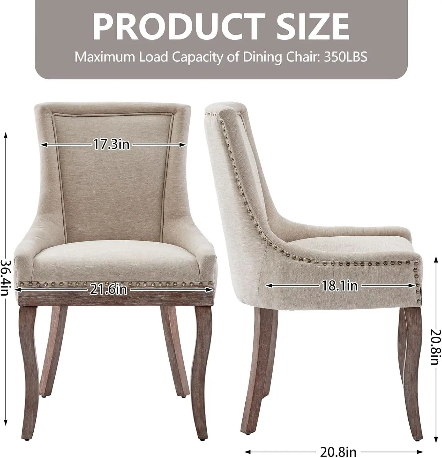 Modern Dining Chairs Tan Upholstered Fabric Set Of 2 from PriceLows™