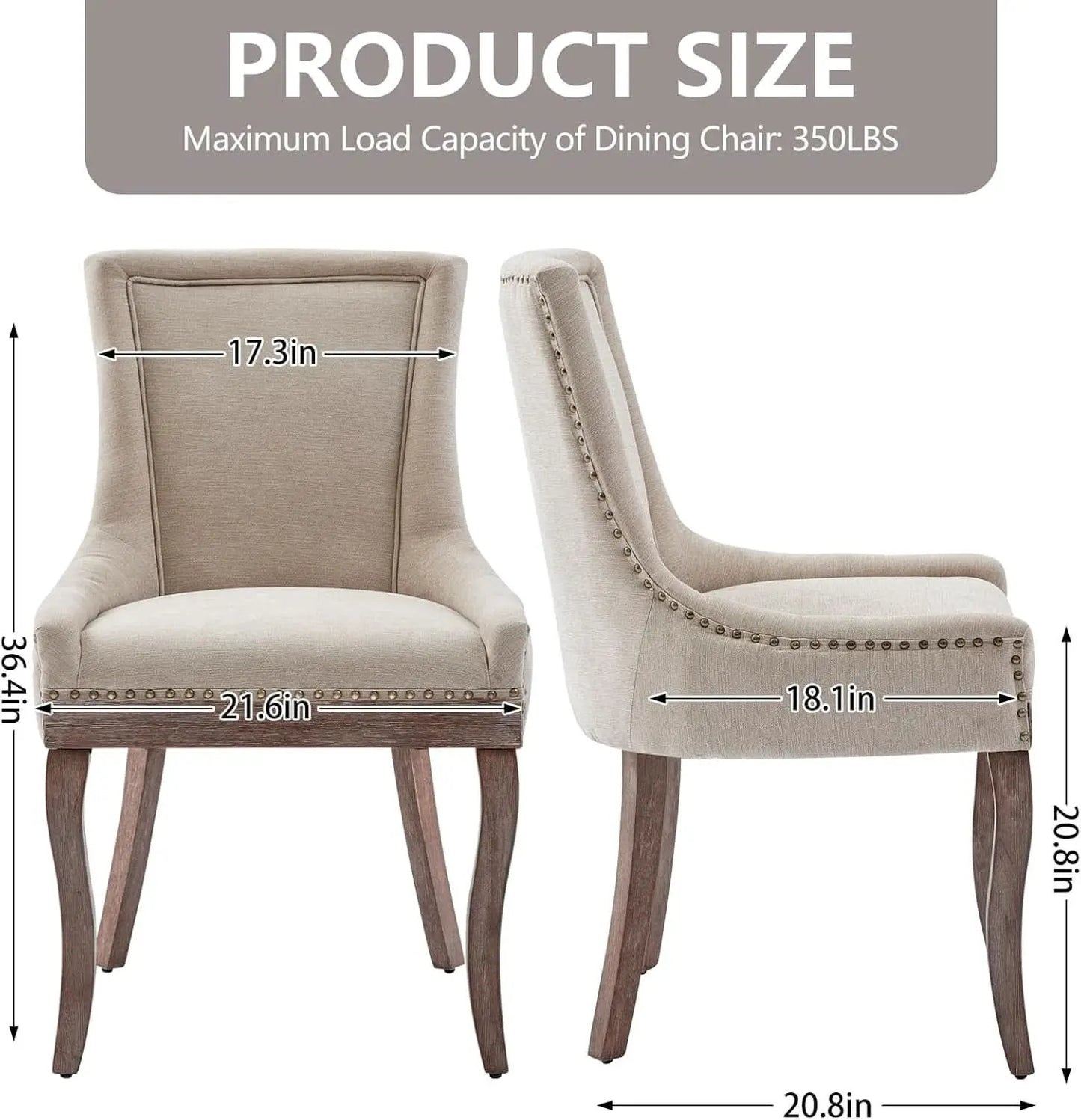 Modern Dining Chairs Set of 4 Beige Upholstery and Wood Legs from PriceLows™