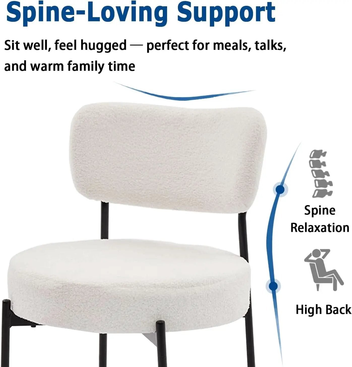 White Boucle Upholstered Dining Chairs With Cushions from PriceLows™
