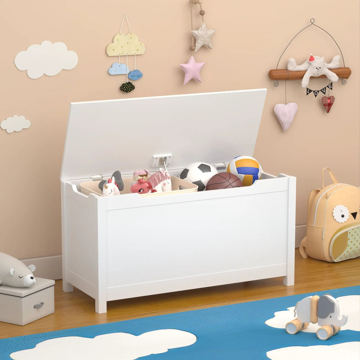 Toy Storage Box | Safety Hinged Lid | 2.7 Cubic Feet