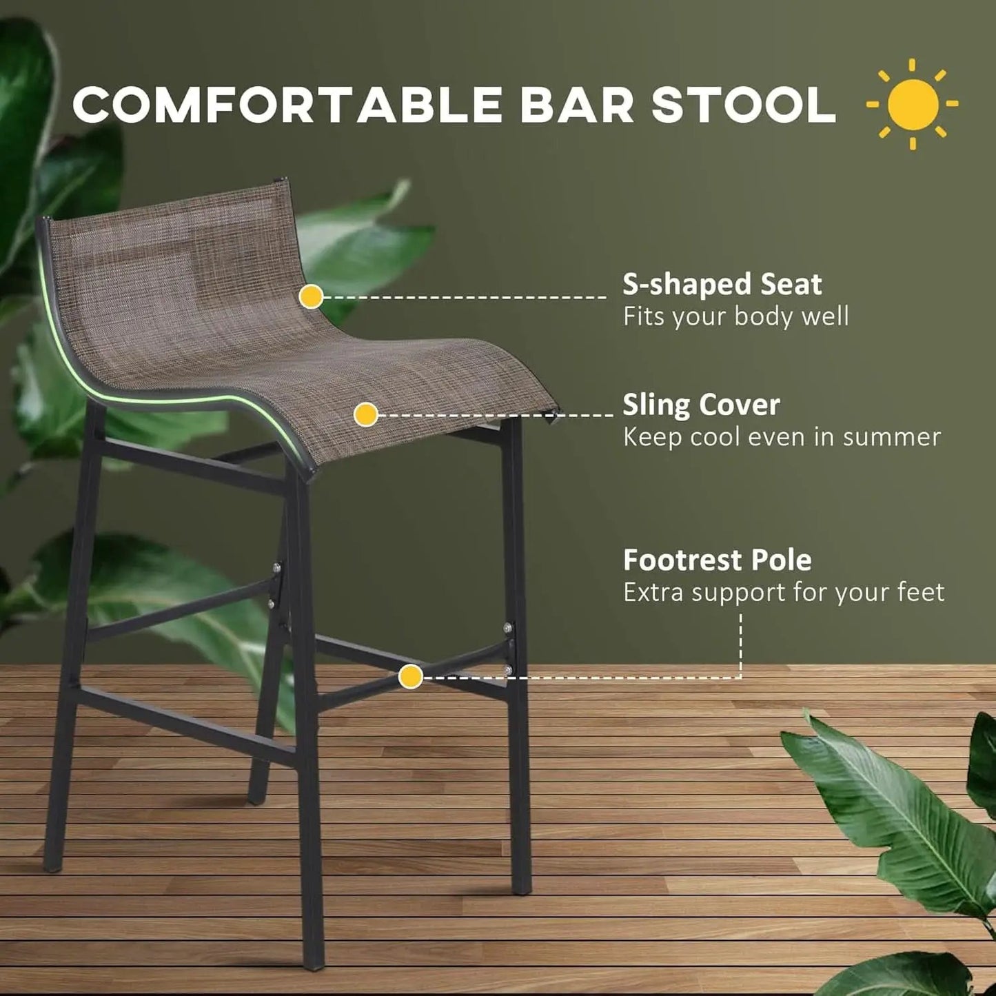 3 Piece Bar Height Outdoor Bistro Set For 2 With Tan Chairs For Outdoor Patio Use from PriceLows™