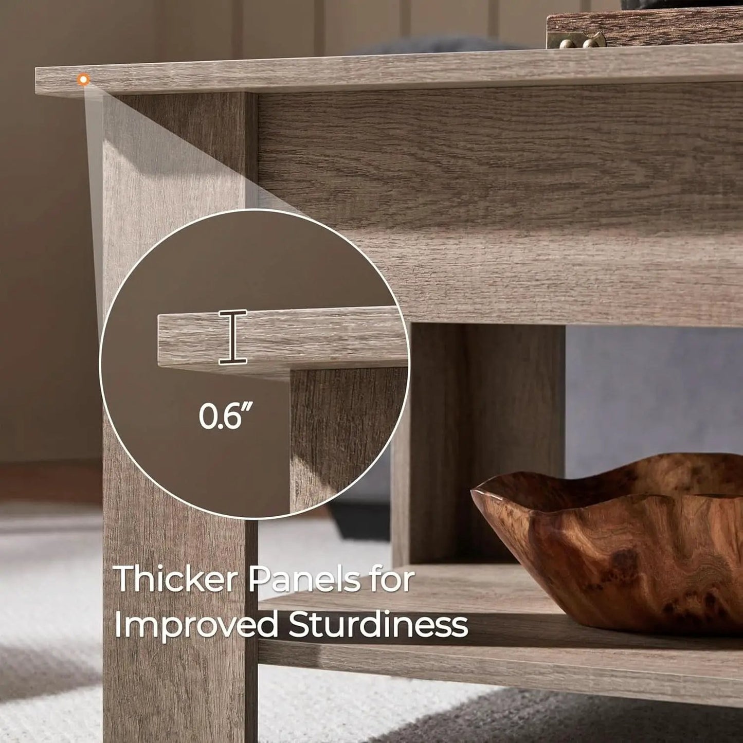 Lift Top Coffee Table With Hidden Compartment Grey from PriceLows™