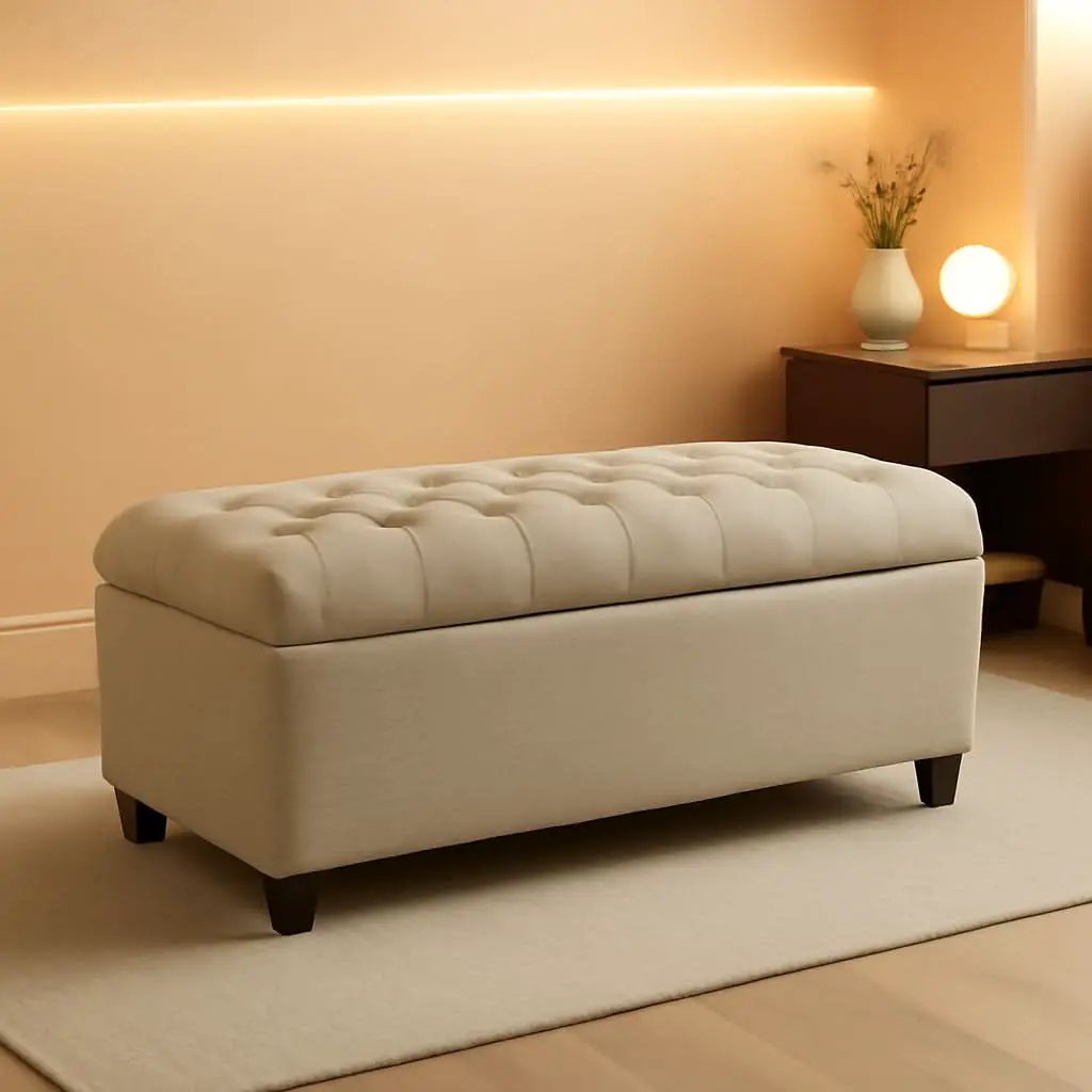 Tufted ExtraLarge Storage Ottoman Bench Hinged Lid from PriceLows™