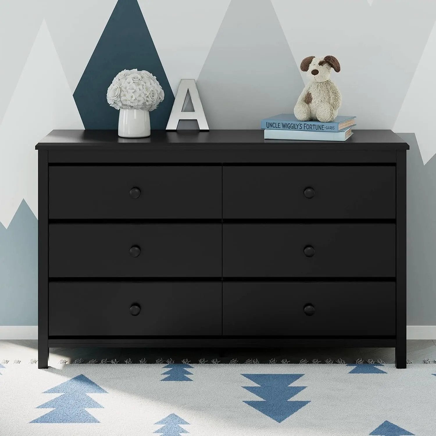 Alpine 6 Drawer Dresser Black GREENGUARD Gold Certified Nursery Furniture from PriceLows™