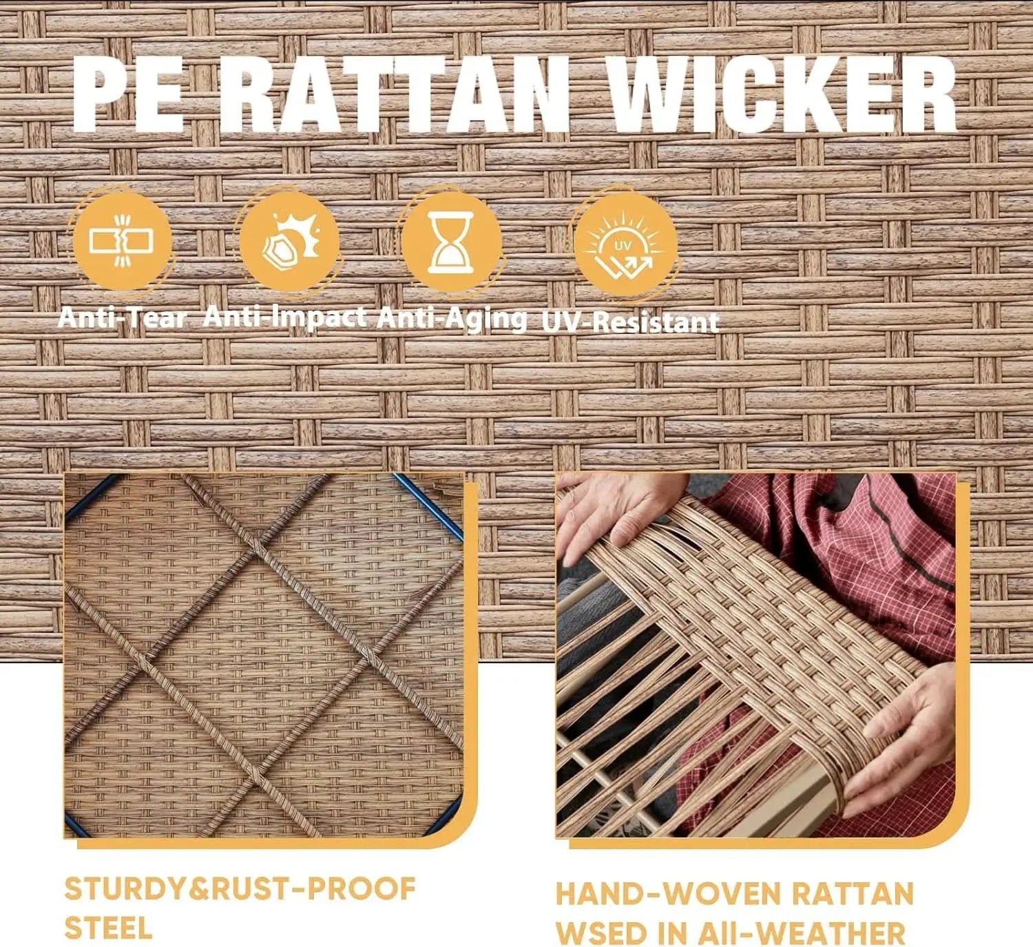 7 Piece Wicker Patio Furniture Set with Thick Cushions from PriceLows™