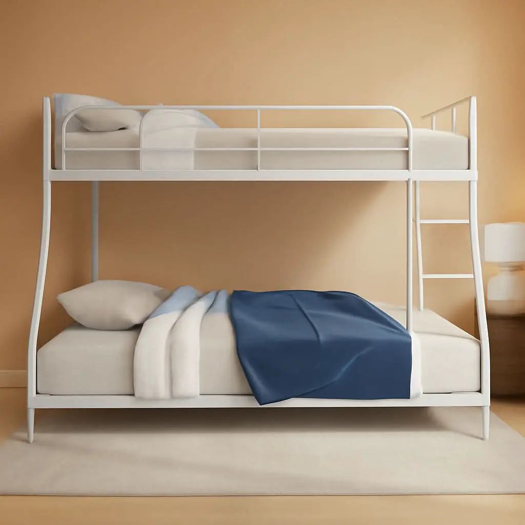 Twin Over Full Metal Bunk Bed With Flat Ladder Guard Rail from PriceLows™