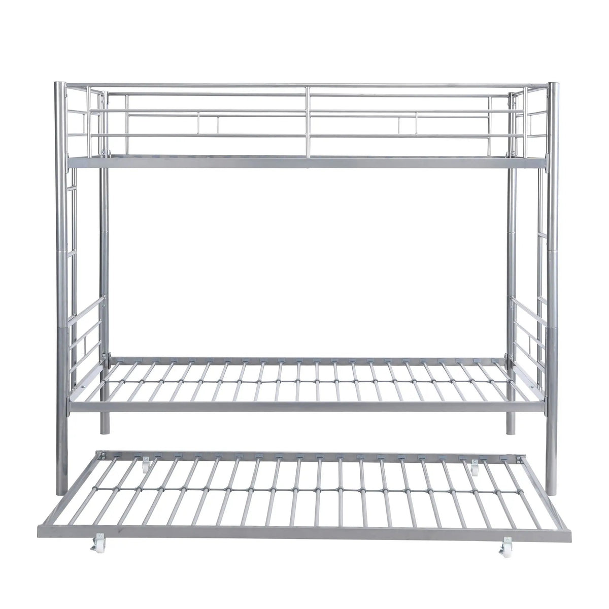 Bunk Bed With Trundle | Heavy Duty Steel | Space Saving | Twin Top