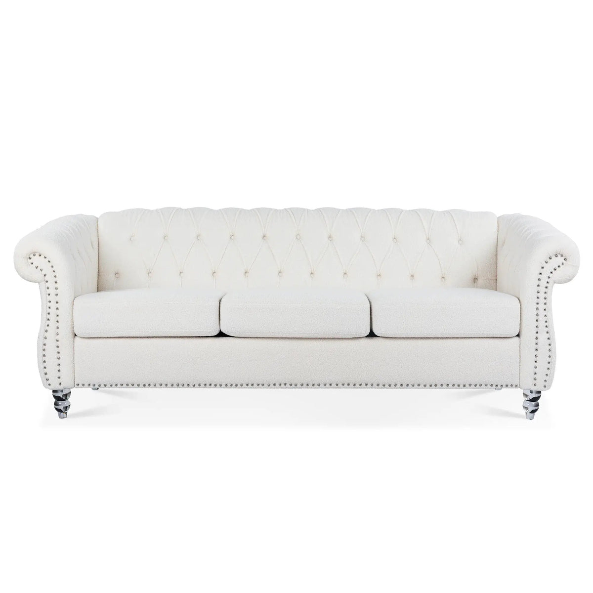 Rolled Arm Chesterfield Sofa | 3 Seater | Staggered Deep Pull Buckles | TB117 Compliant
