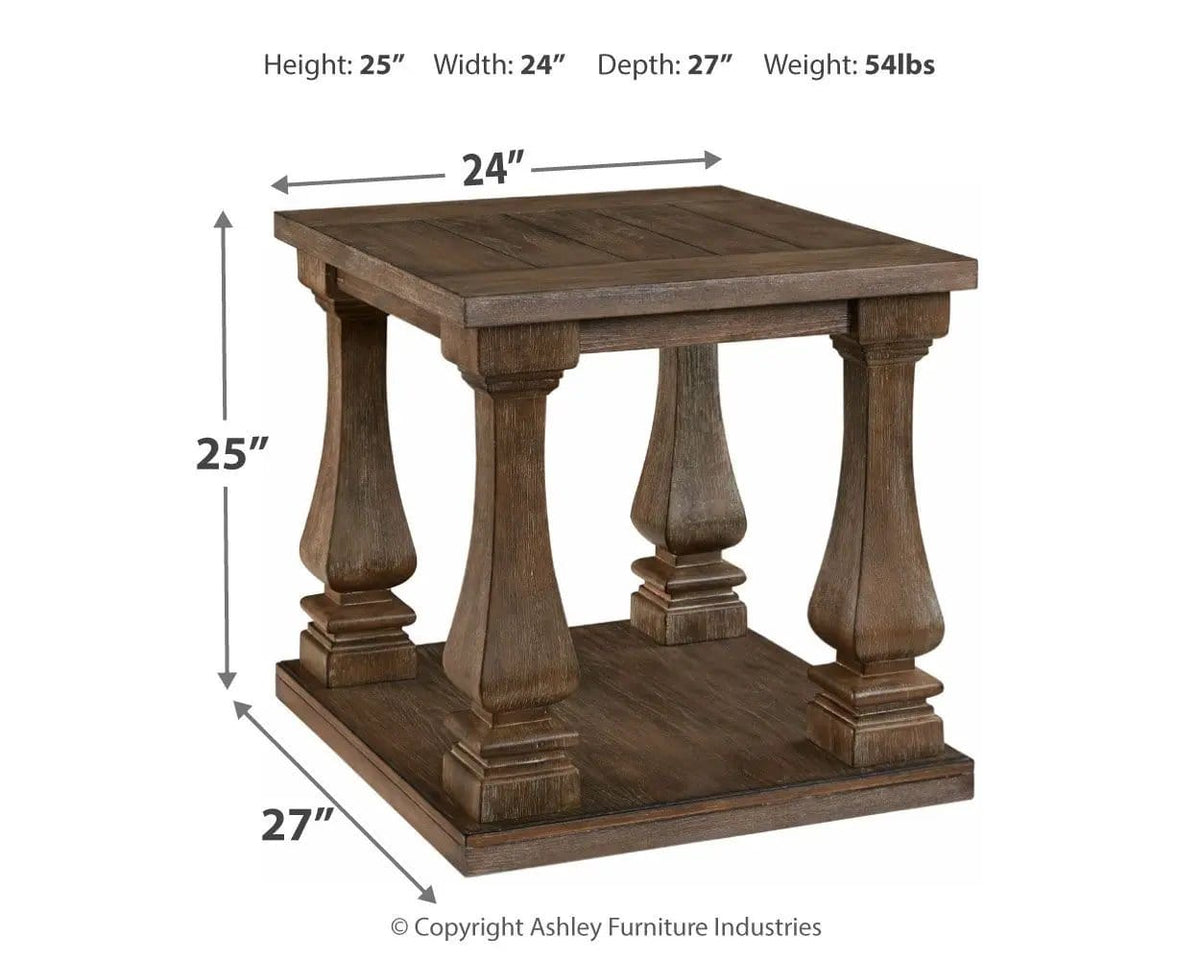 Johnelle Rectangular End Table | 23.75 x 26.88 x 24 in | Engineered Wood | Gray