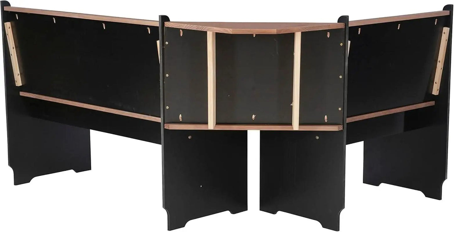 Black Pecan Five Seat Dining Set With Storage Benches from PriceLows™