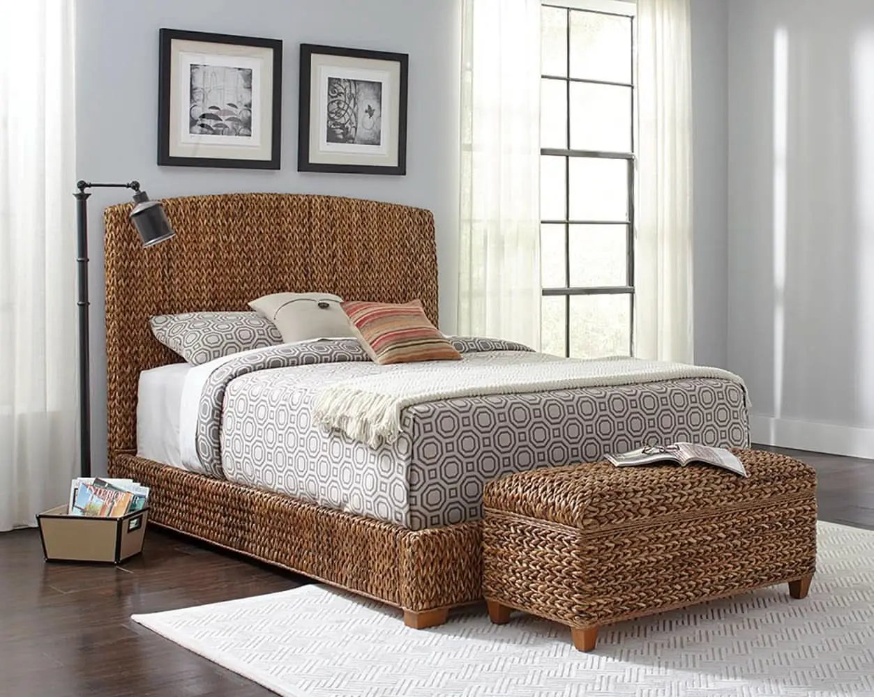 Hand Woven Banana Leaf Queen Size Headboard Amber from PriceLows™