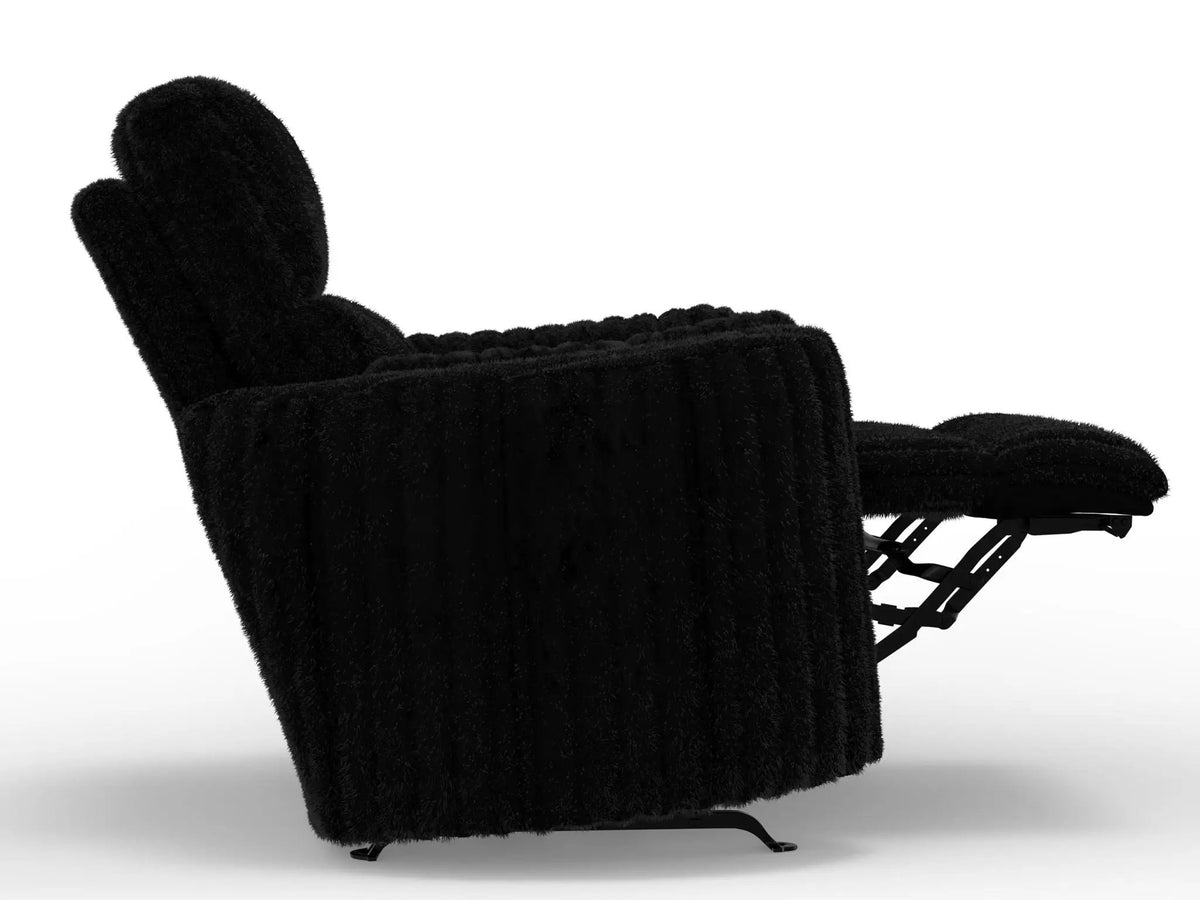 Daydream Swivel Glider Recliner | Unique Shape | Comfort Bolsters | Faux Fur