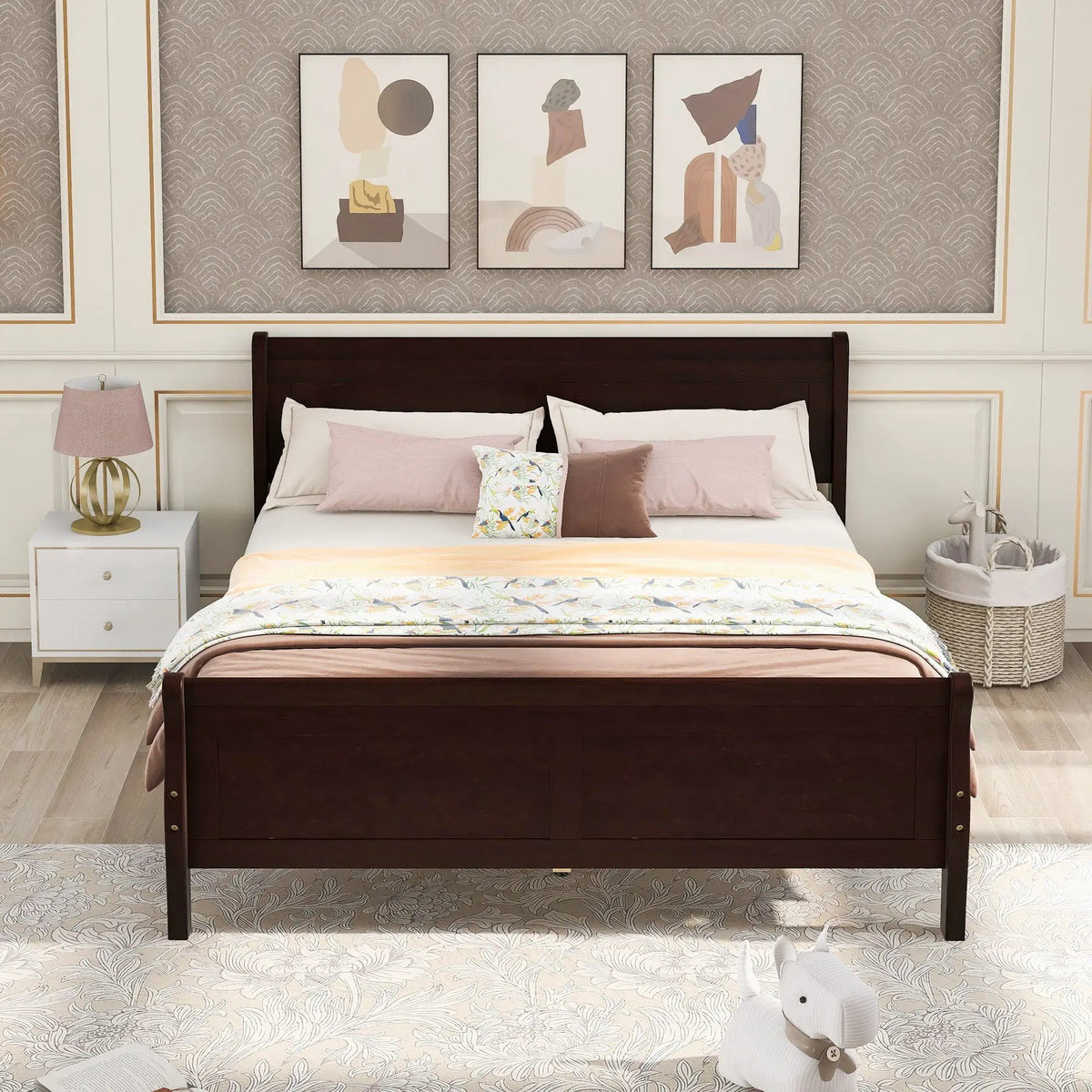 Wood Platform Bed Frame | Headboard Footboard | Wood Slat Support