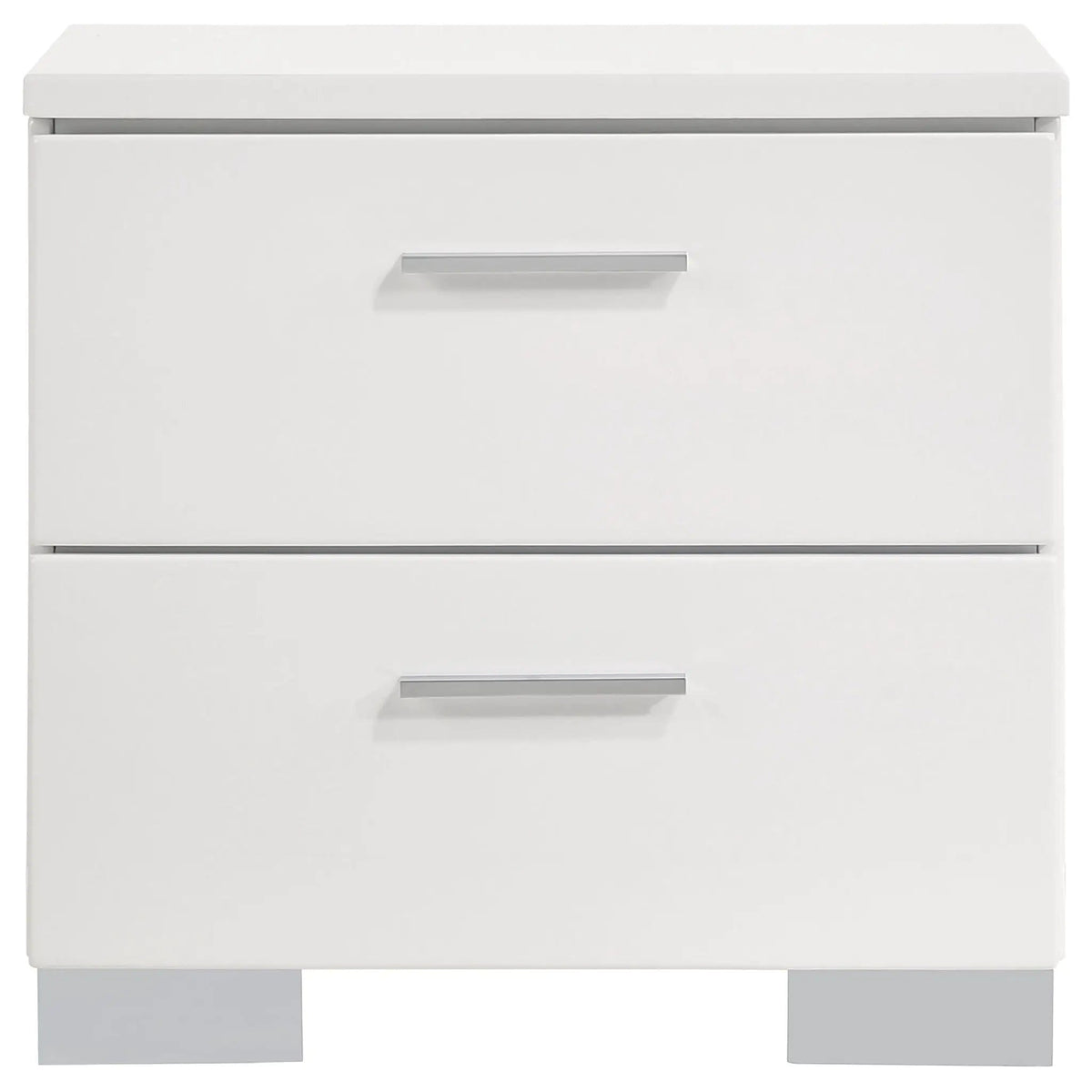 Felicity 2-drawer Nightstand White High Gloss | 23.25 x 15.25 x 22.75 in | Metal | Bedroom