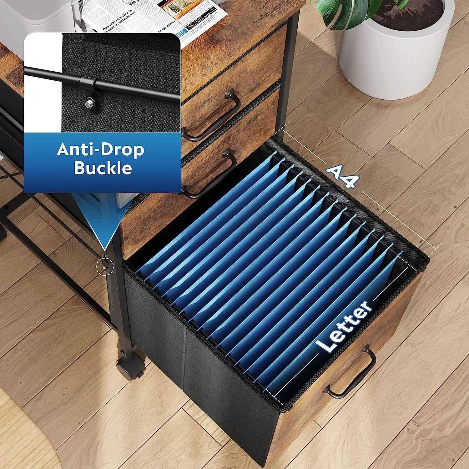 Rolling File Cabinet 3 Drawer In Rustic Brown Office Furniture from PriceLows™