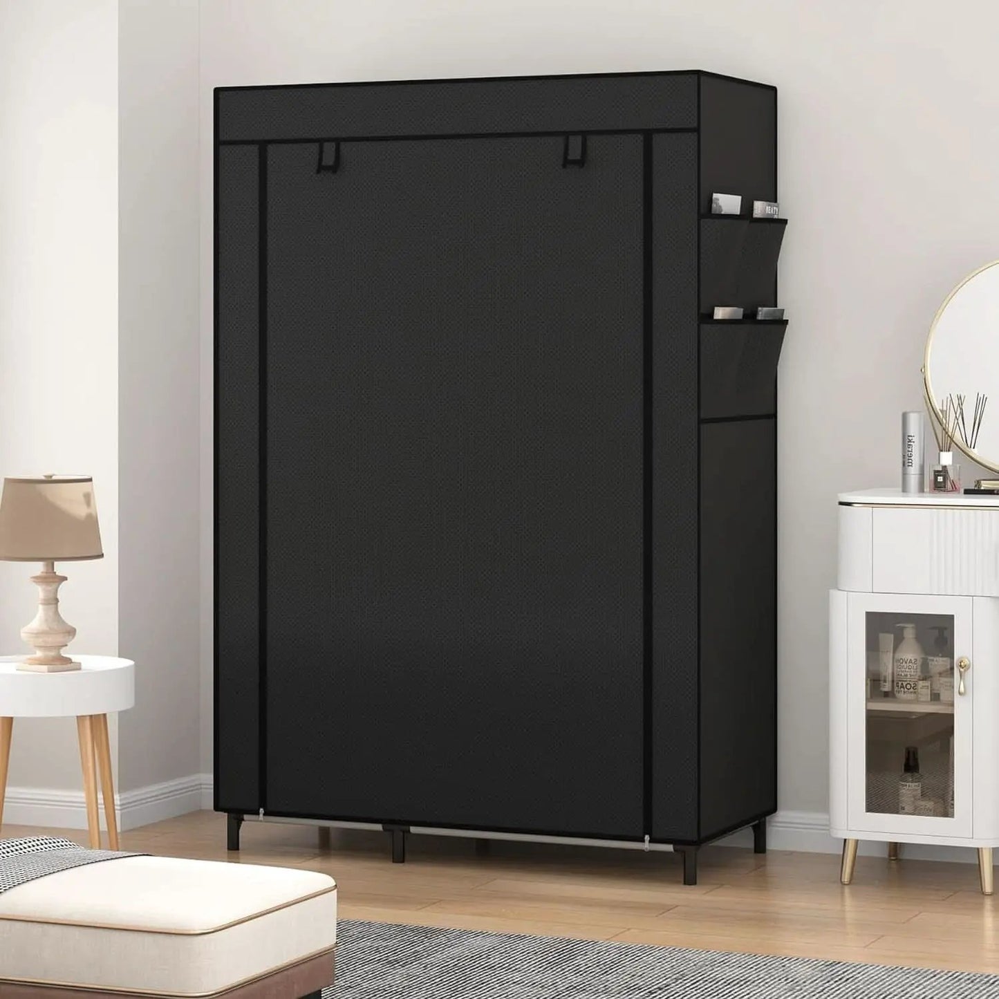 Portable Closet Organizer Black With 6 Shelves And Rod from PriceLows™