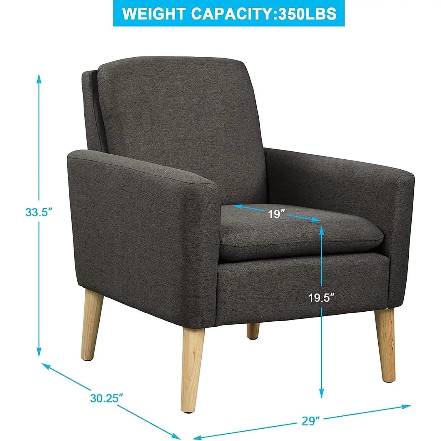 Black Modern Accent Armchair With Ergonomic Deep Seat For Living Room from PriceLows™
