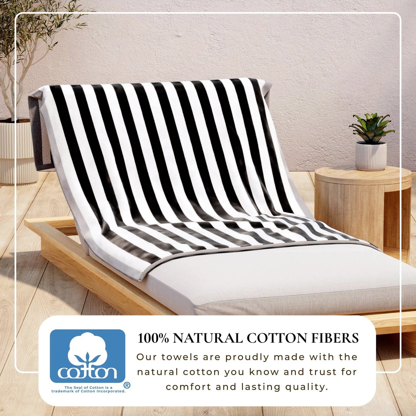 Oversized Striped Border Cabana Beach Towel - Santa Cruz from PriceLows™