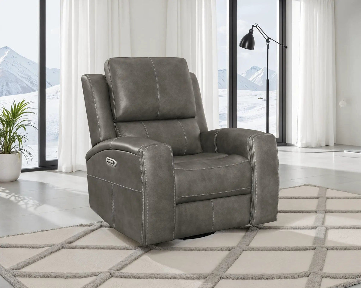 Brickston Triple Power Swivel Glider Recliner Reclining Chair | 38.75 x 41.25 x 42.25 in | Living Room Furniture | Charcoal