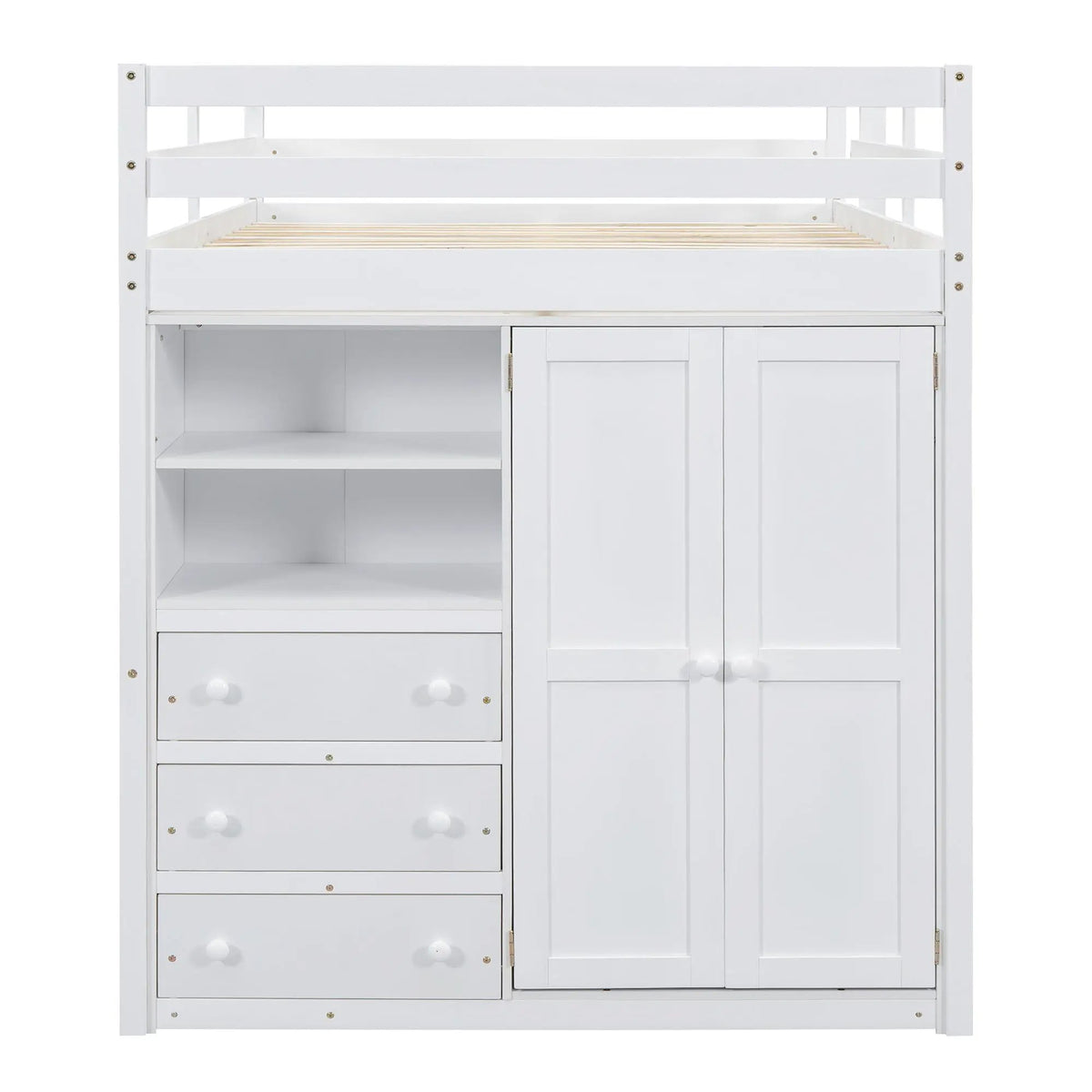 Loft Bed With Wardrobe | Built-In Desk | Two-Tier Shelves | Three Large Drawers