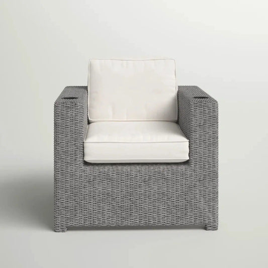 Elegant Patio Chair With Cushions - | 33 x 33 x 26 in | Fabric & Steel | Gray