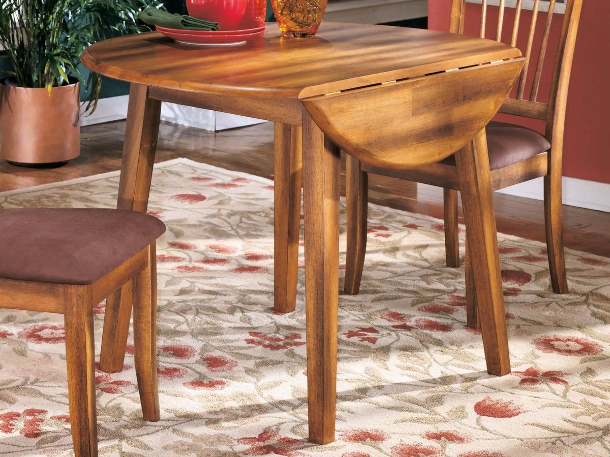 Berringer Round Drop Leaf Table | Rustic Brown | 42 Inch Diameter | Two 8 Inch Leaves