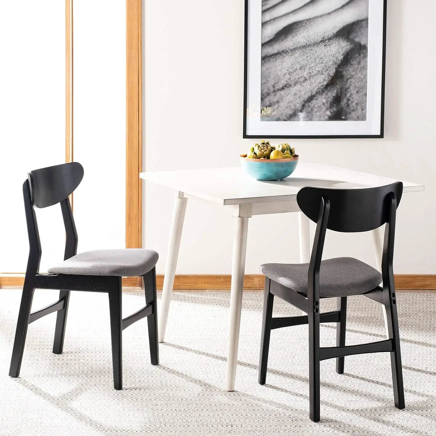Home Lucca Retro Black And Grey Cushion Dining Chair Set 2 from PriceLows™