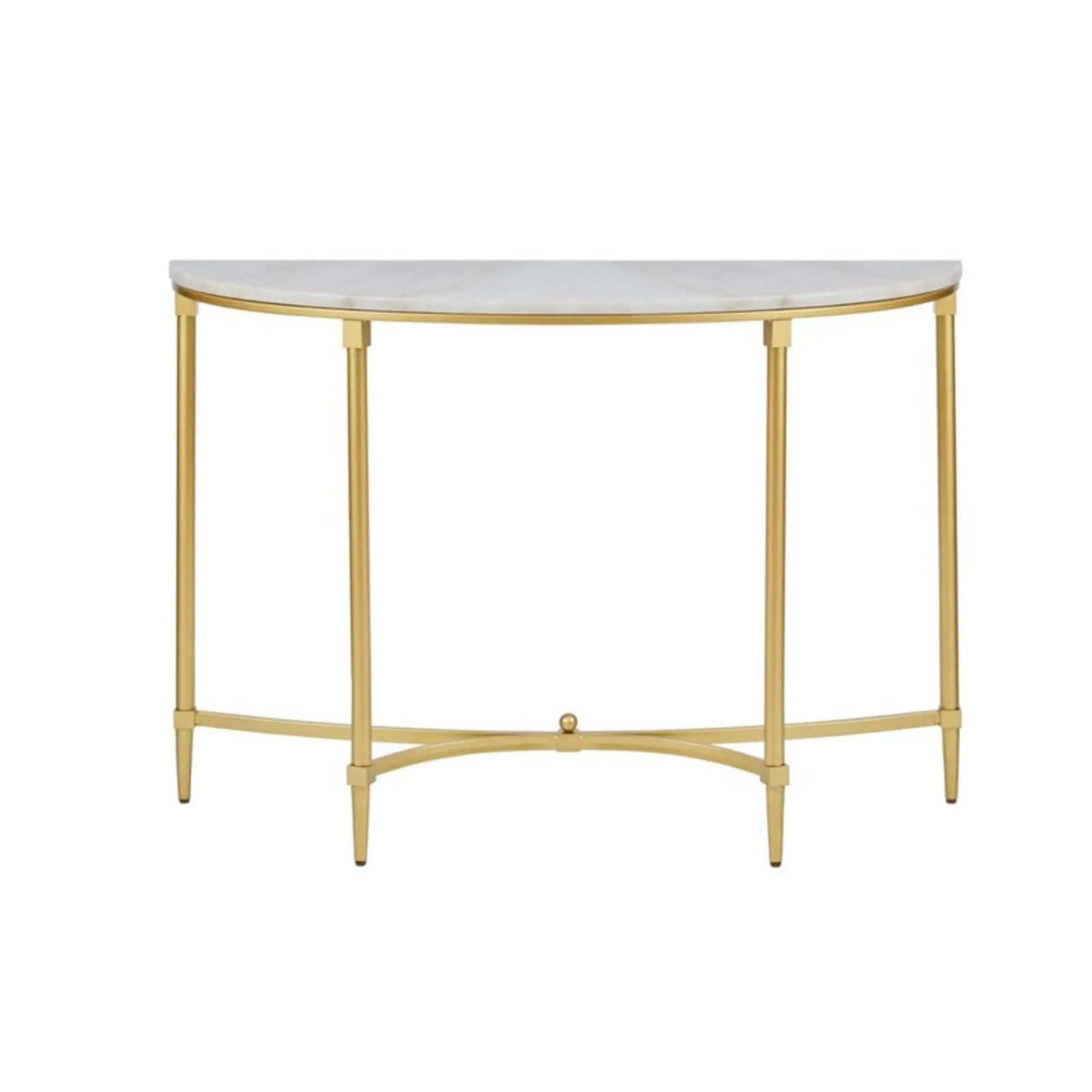 Bordeaux Console Table | 42.5 x 14.5 x 29.75 in | Marble & Metal | White / Gold