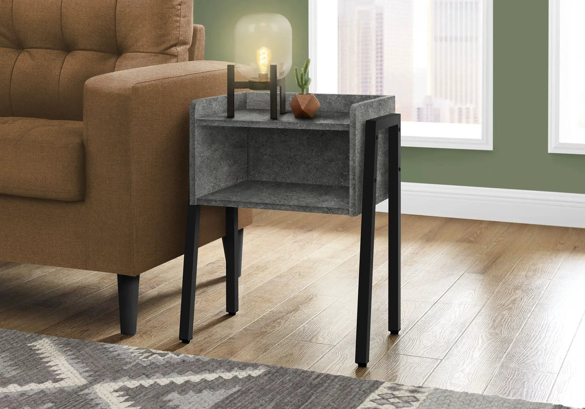 2-Tier Accent Side Table | Rectangular Top | Storage Cubby | Contemporary Design