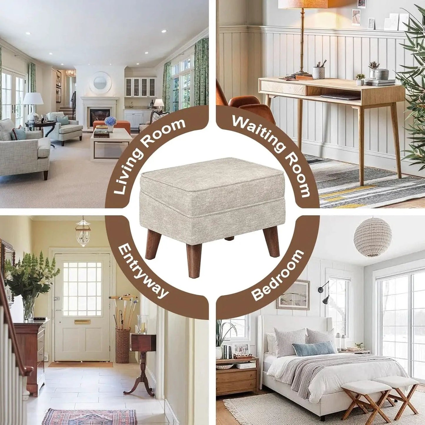 Beige Upholstered Storage Ottoman With Removable Lid from PriceLows™