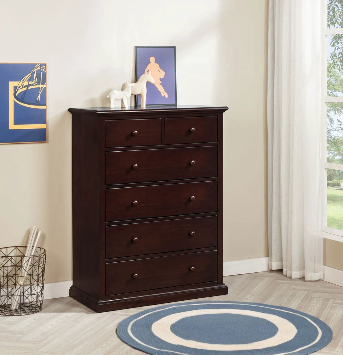 Sumerlin 6-drawer Bedroom Chest of Drawers | 36 x 18 x 48 in | Engineered Wood & Plywood | Cappuccino