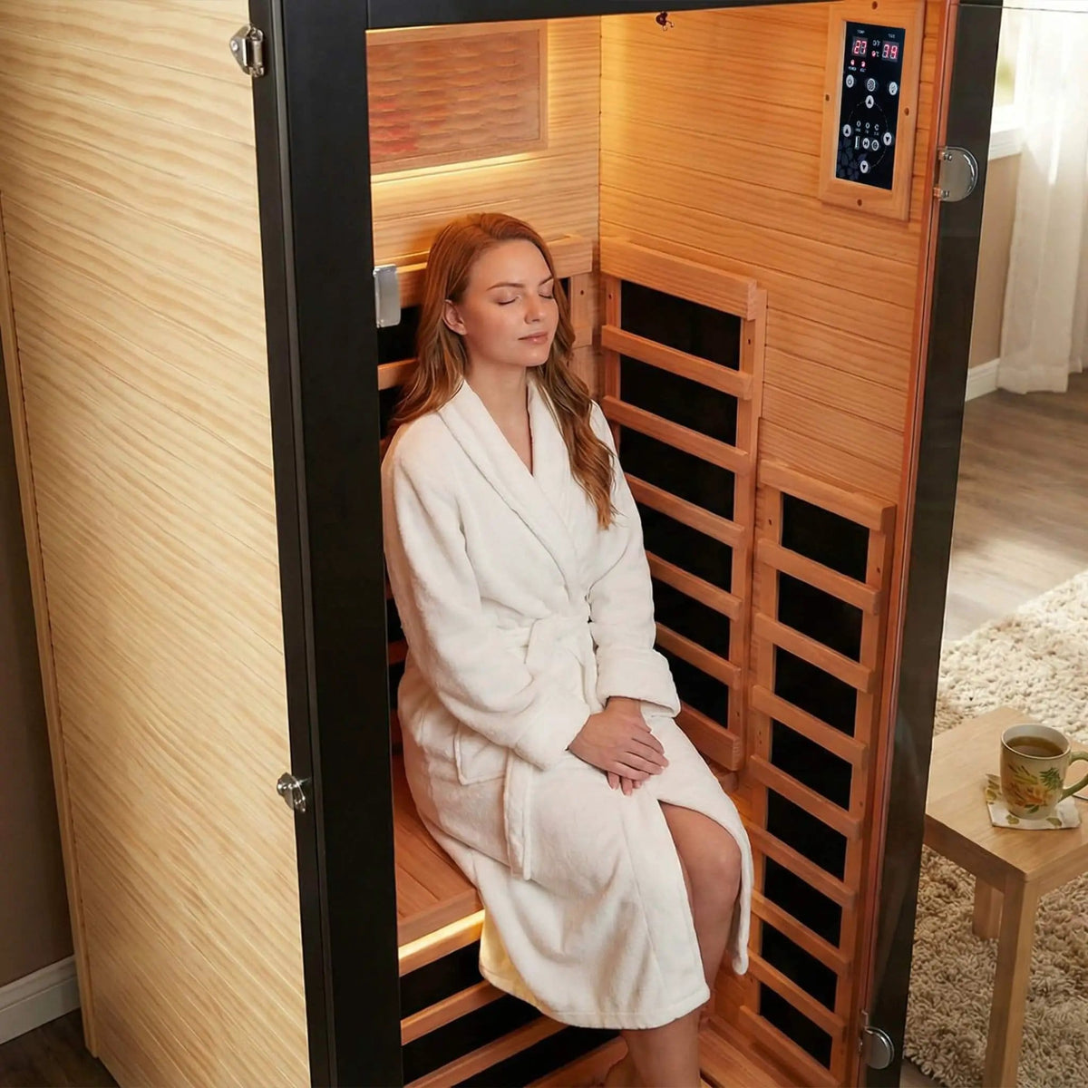 Solara Single-Person Chilean Pine Infrared Sauna Cabin | Outdoor Living Use | Everyday Use | Outdoor Living