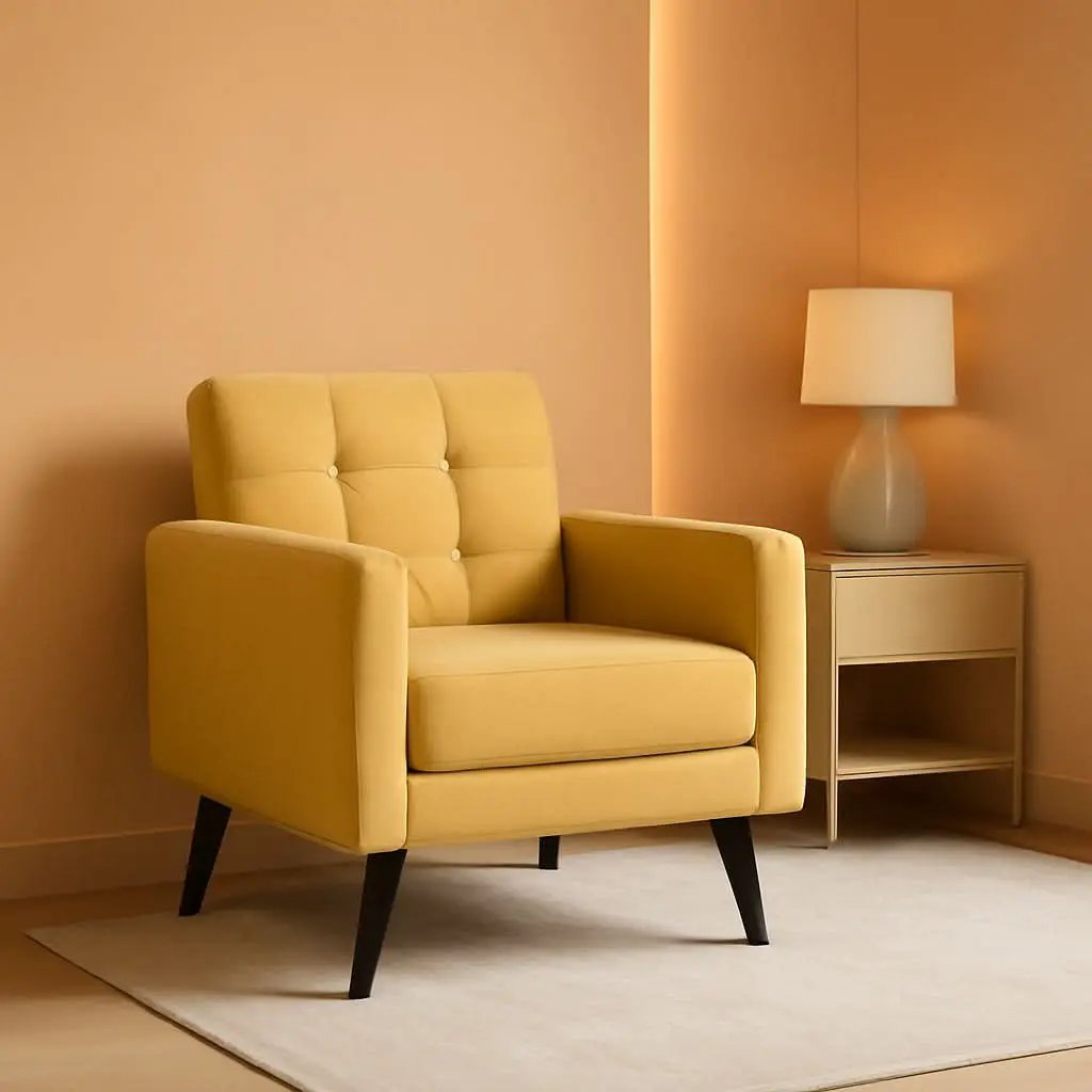 Yellow Mid Century Modern Upholstered Accent Chair from PriceLows™