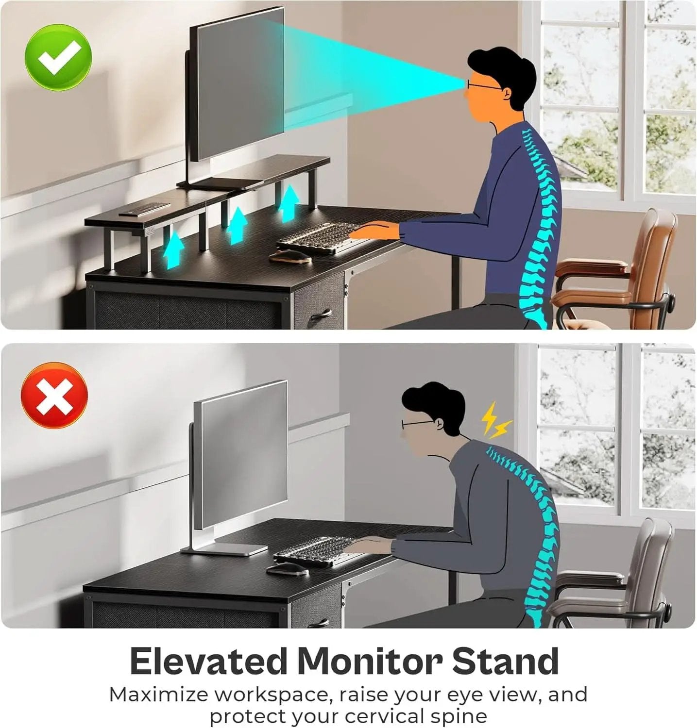 47 Inch Gaming Desk With LED Lights For Home Office from PriceLows™