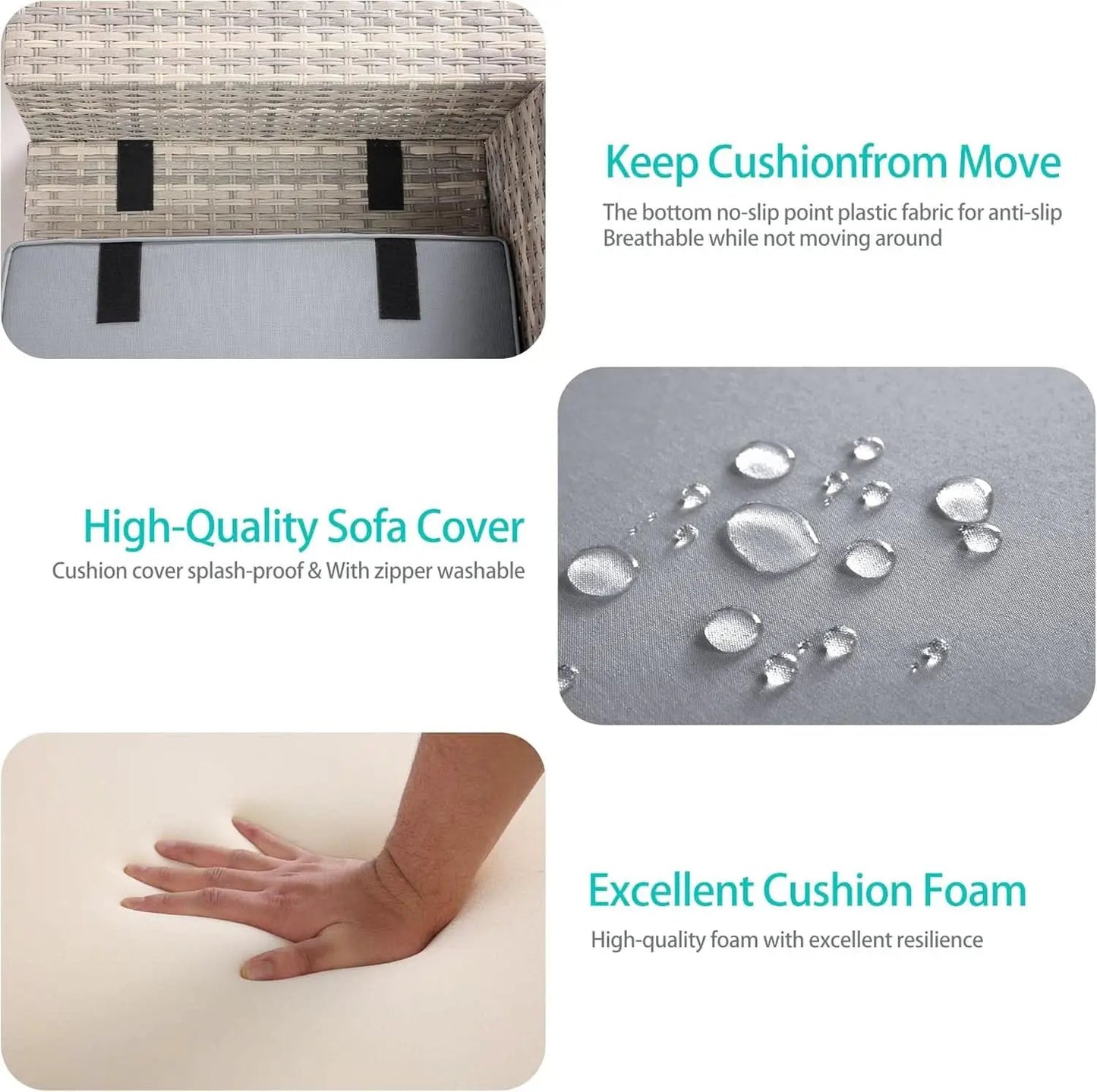 6-Piece Outdoor Wicker Patio Set With Grey Cushions from PriceLows™