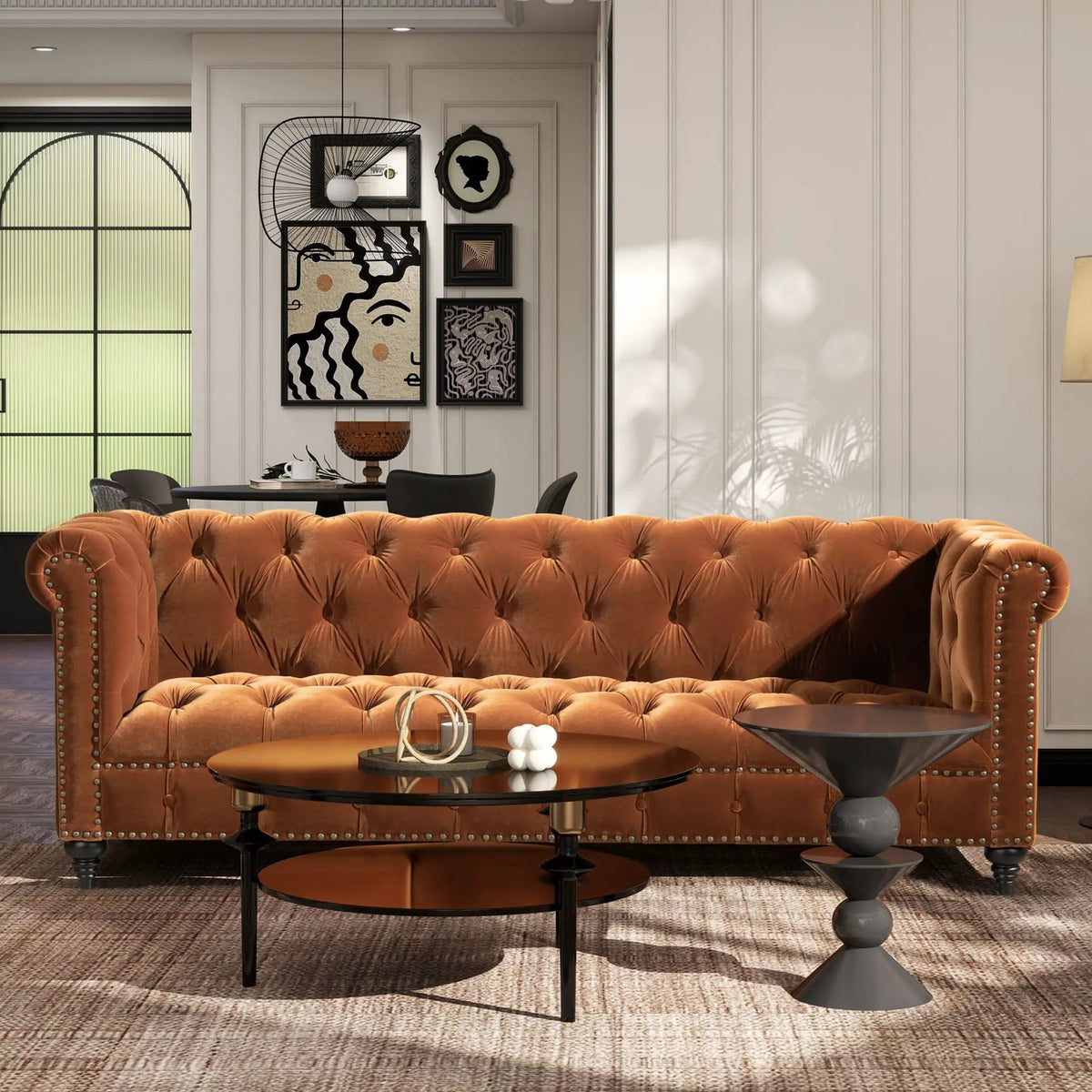 Alto Tufted Chesterfield Sofa | 2 Pieces | Fabric & Iron | Living Room