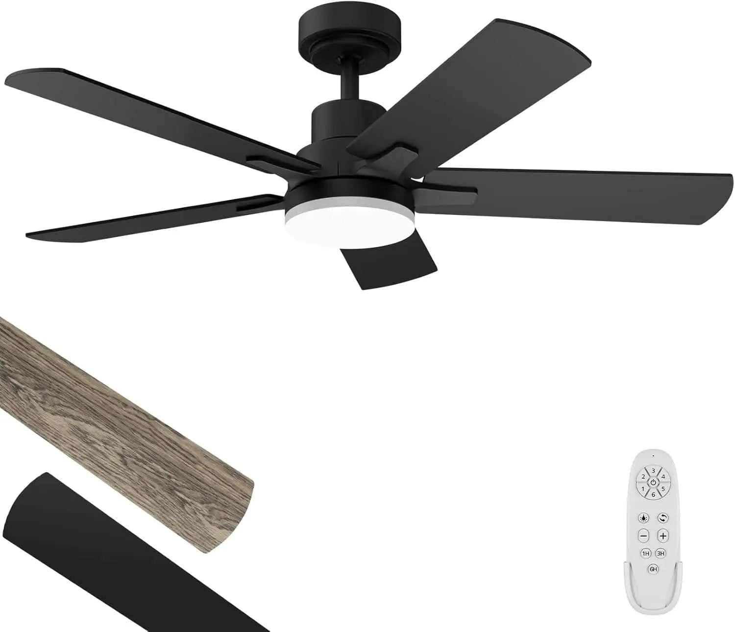 42 Inch Ceiling Fan With Light Remote DC Motor 3CCT Black from PriceLows™