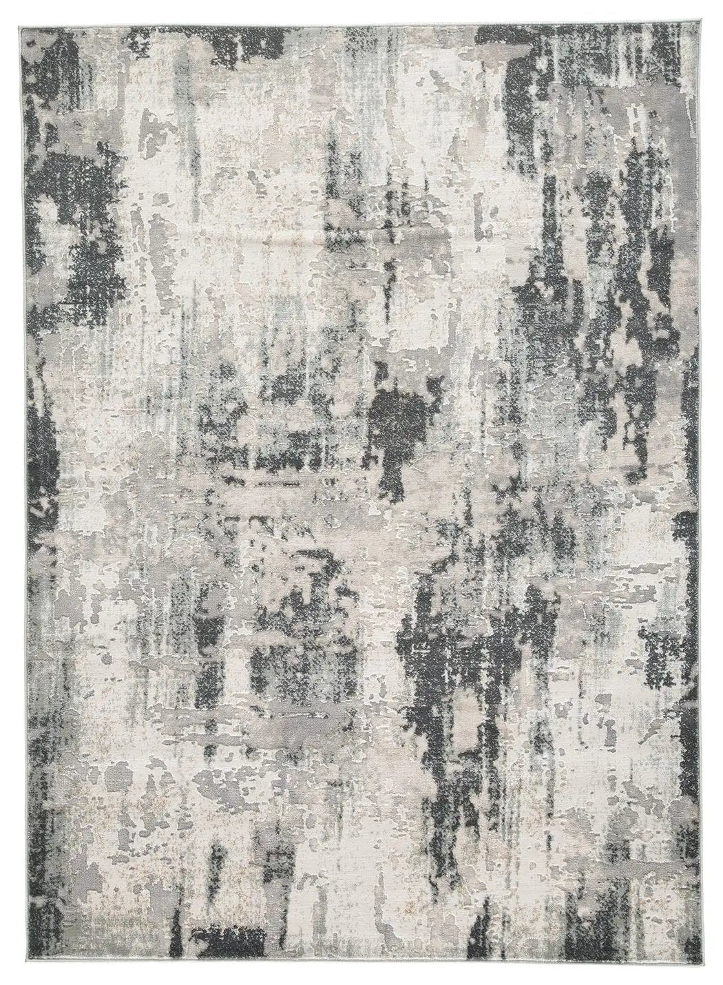 Mazatl Area Rug | 94 x 122 Inch | High-Low Abstract Design | Cream Gold And Sage
