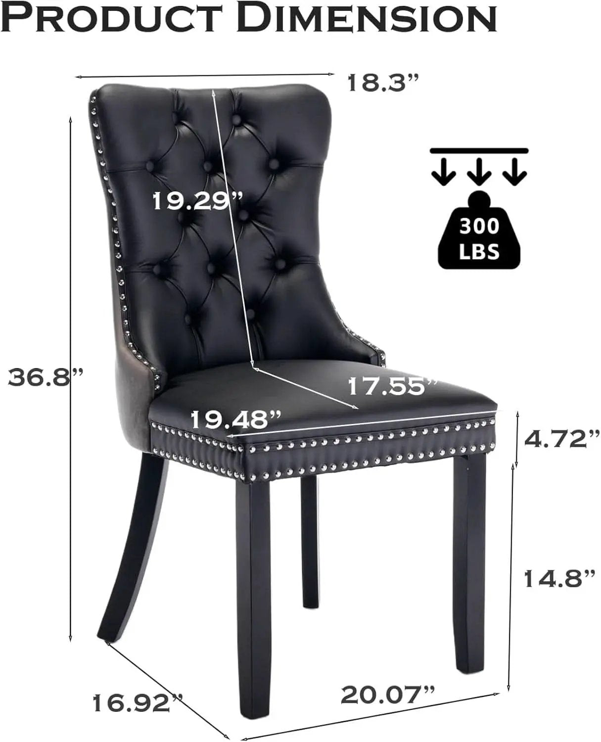 Leather Dining Chairs Set of 2 Black Nailhead Trim from PriceLows™