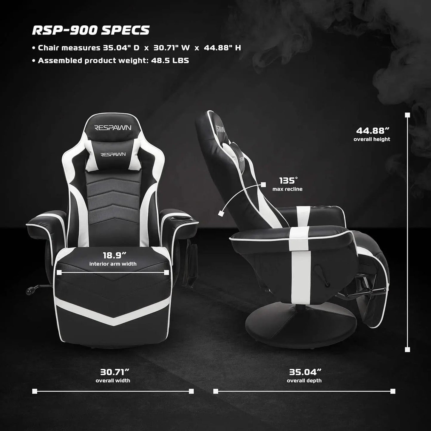 White Gaming Recliner Cupholder And Adjustable Footrest from PriceLows™
