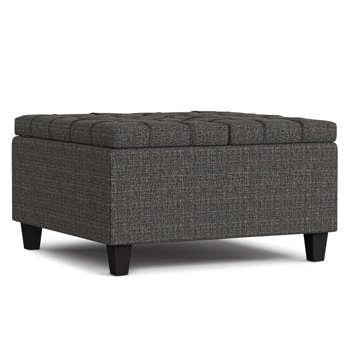 Coffee Table Storage Ottoman | Lift Top Hinge | Solid Wood Base | Large Square