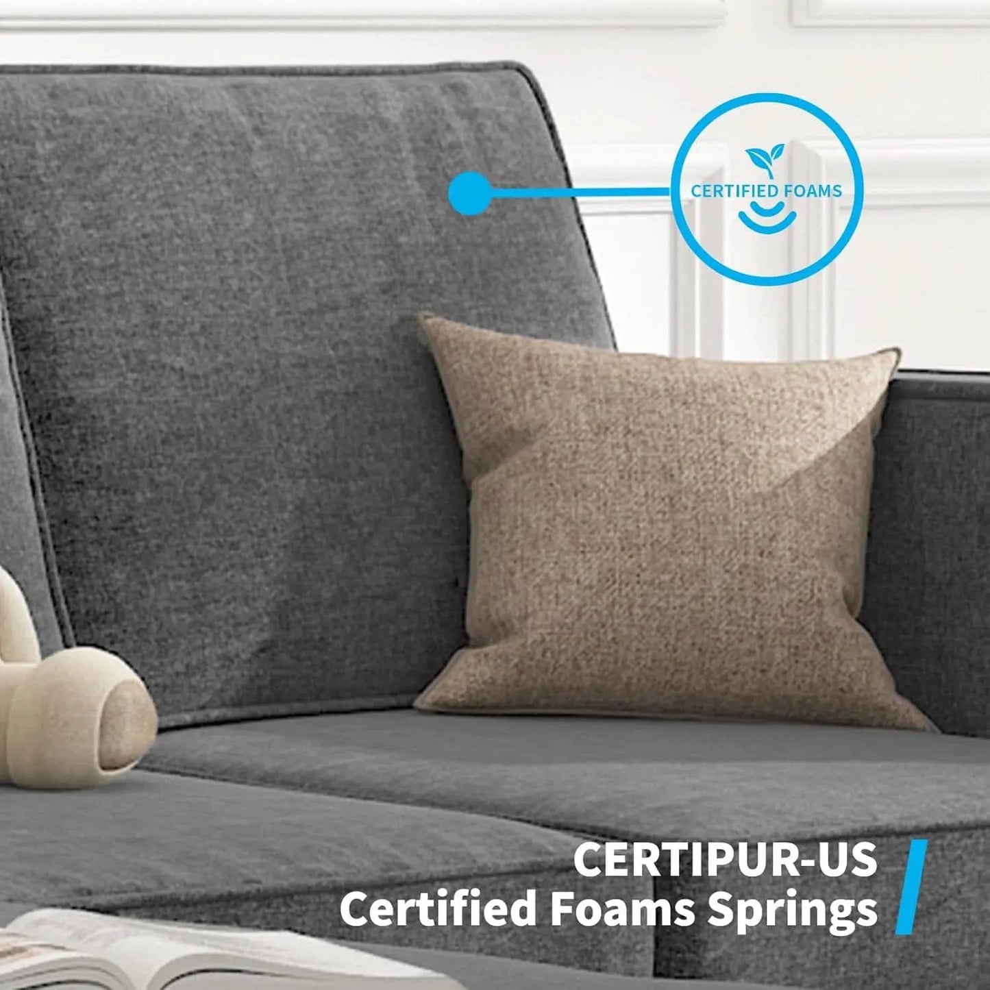 Dark Grey Convertible Sectional Sofa With Storage Ottoman from PriceLows™