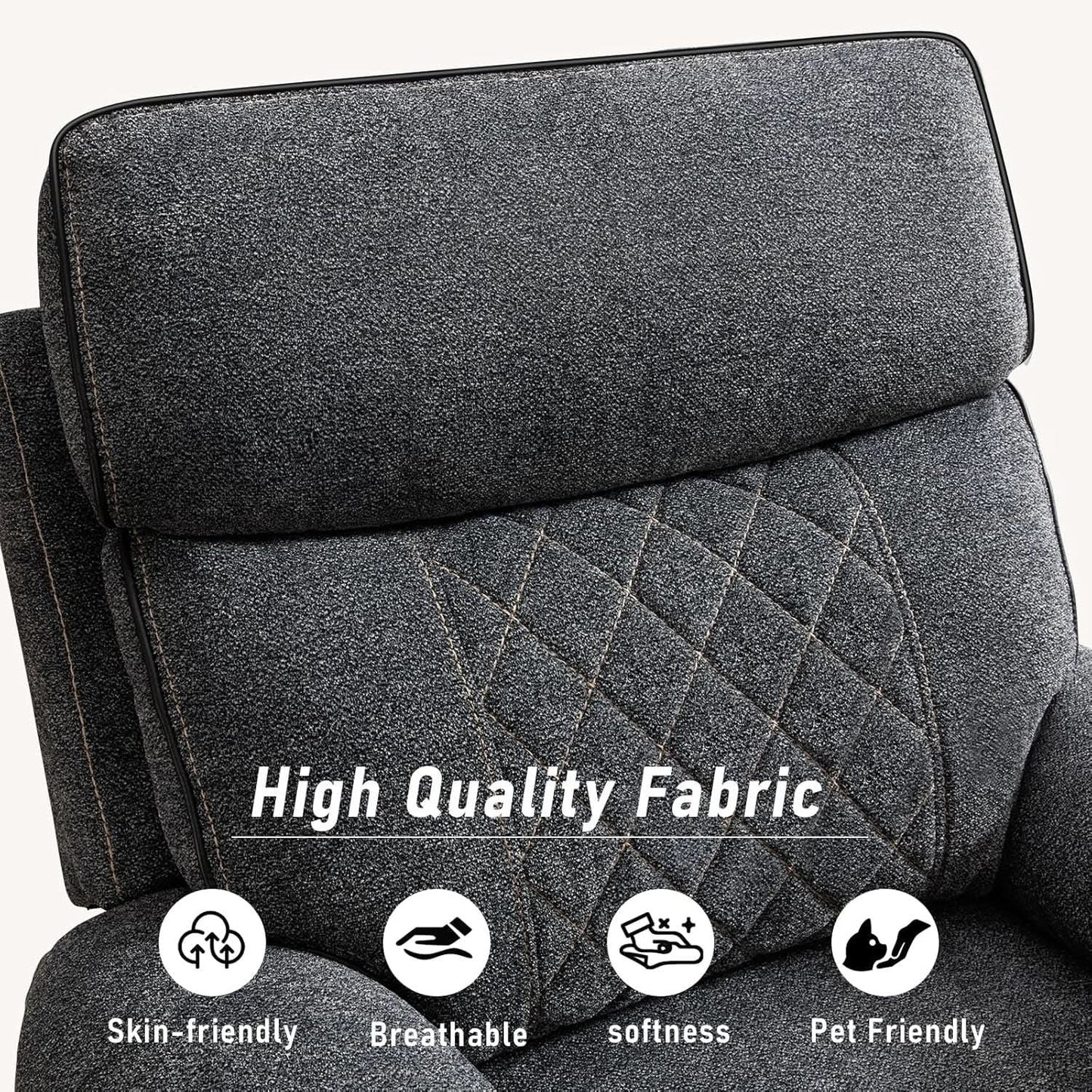 Electric Recliner Chair With Soft Fabric And Cup Holders