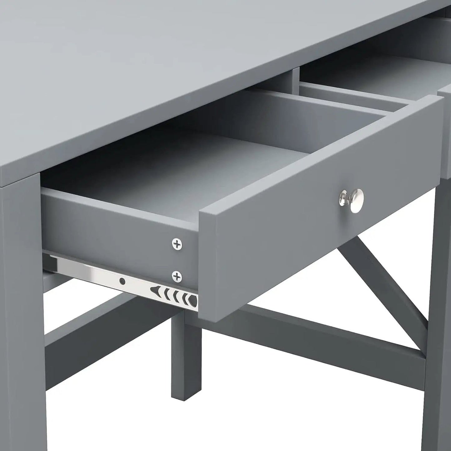 Home Office Desk Grey With Two Drawers Computer Table from PriceLows™