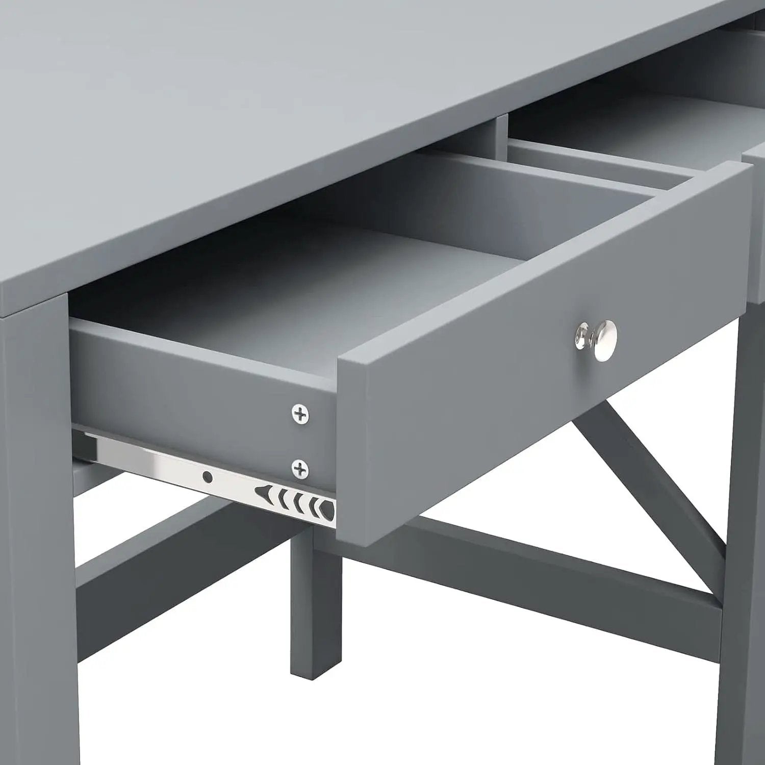 Home Office Desk Grey With Two Drawers Computer Table from PriceLows™