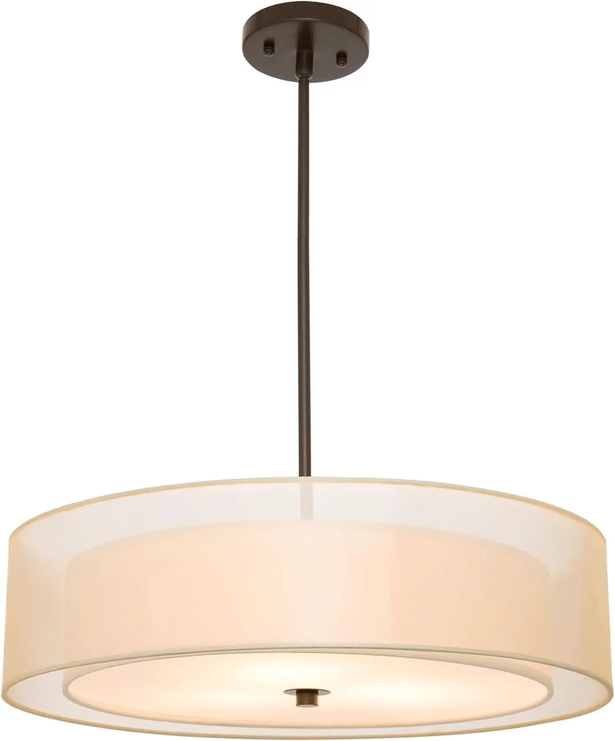 20 Inch Black Drum Pendant Light With Fabric Shade Three Light Matte Finish For Living Room from PriceLows™