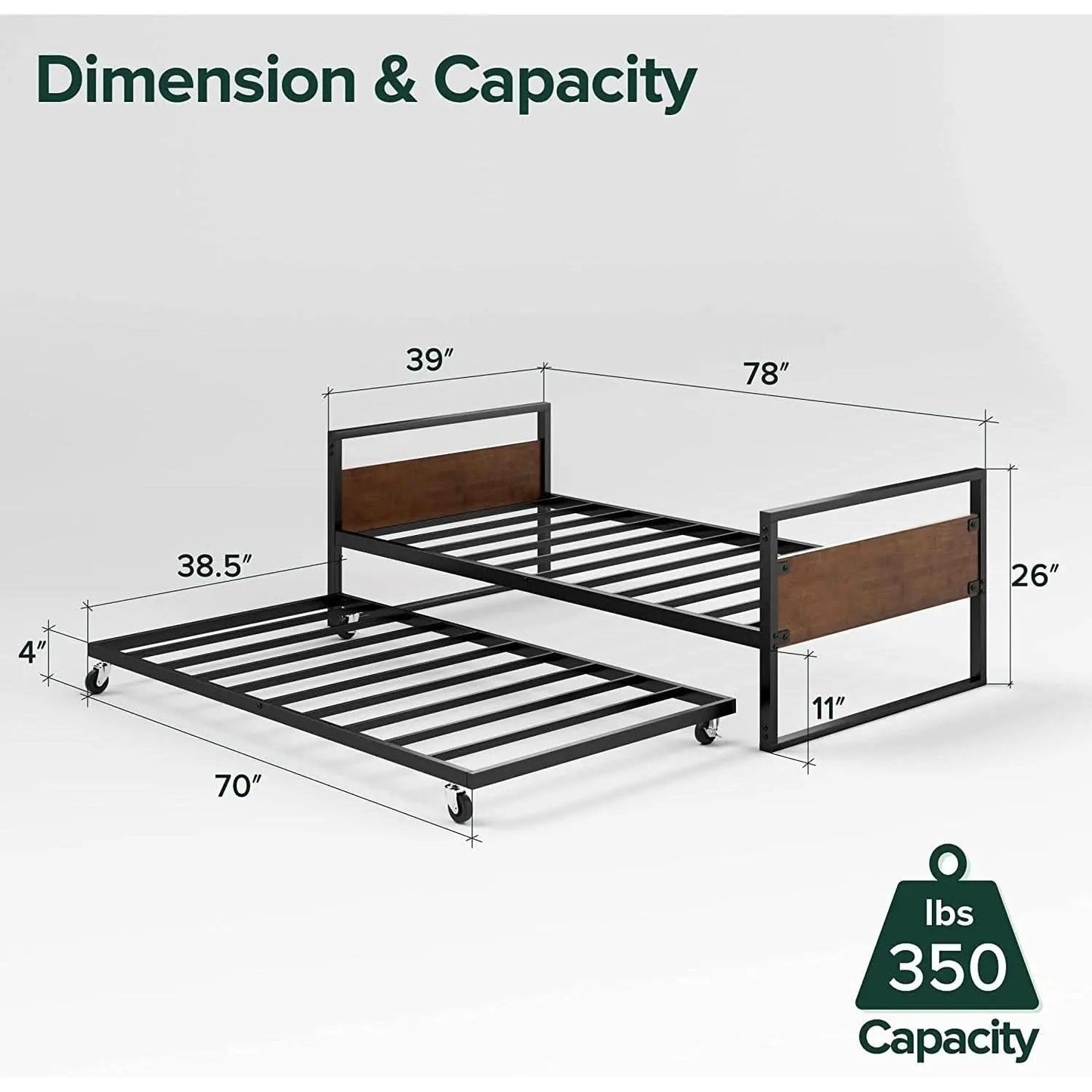 Twin Over Full Metal Bunk Beds With Trundle In Black from PriceLows™